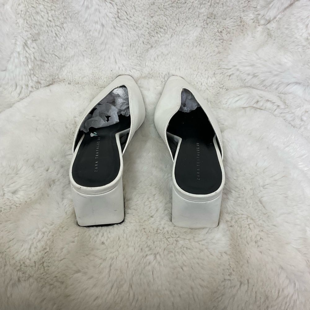 ZARA V Cut Pointed Tow Chunky Heel Mules US 9 EUR 40 - Picture 11 of 14